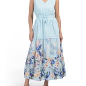 Rachael Zoe Sleeveless Light Blue Floral Maxi Dress